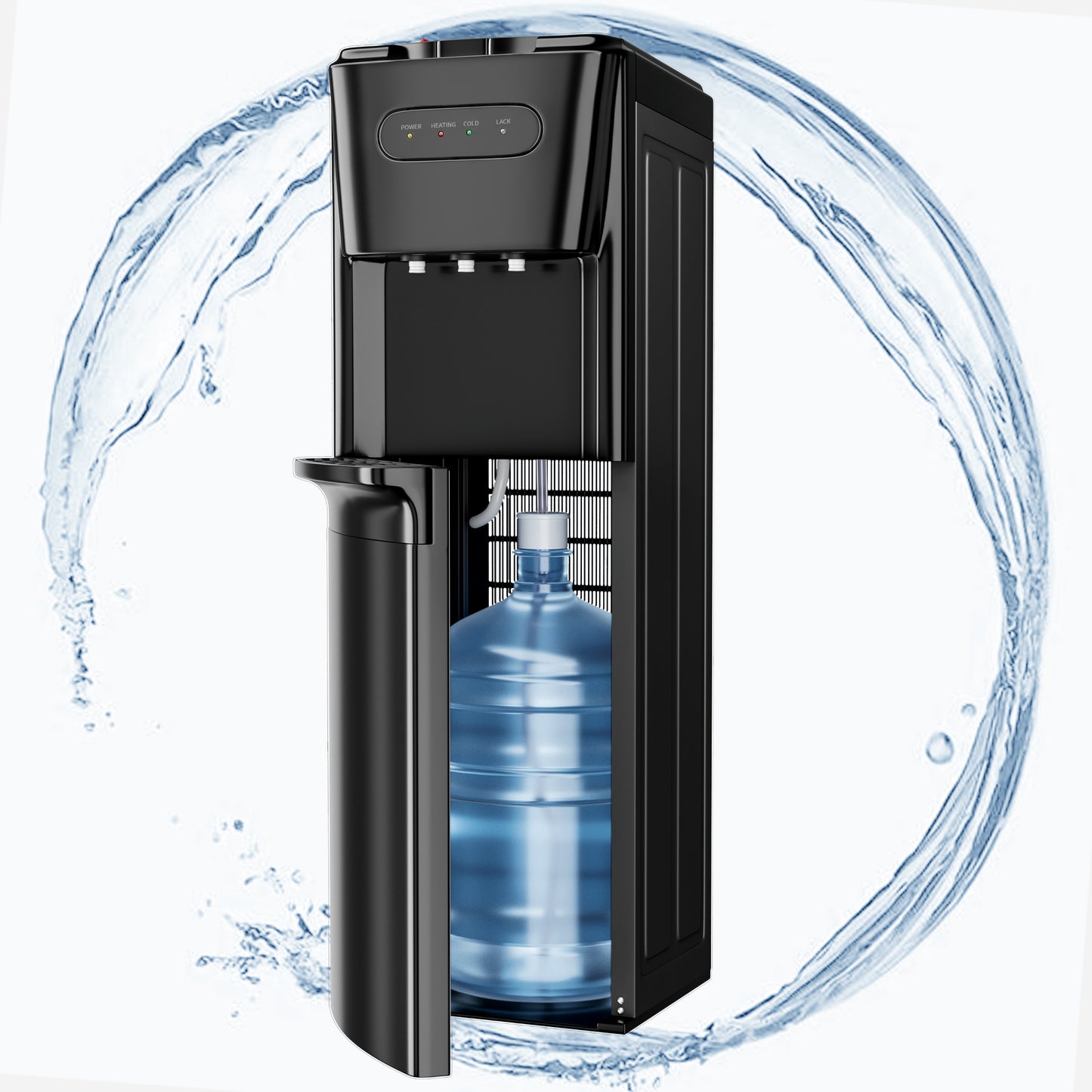 Bottom Loading Water Cooler Dispenser for3 or 5 Gallon Bottles,3 Temperatures with Hot, Room & Cold Spouts, Empty Bottle Indicator, Child Safety Lock, Ideal for Home, Office, Living Room