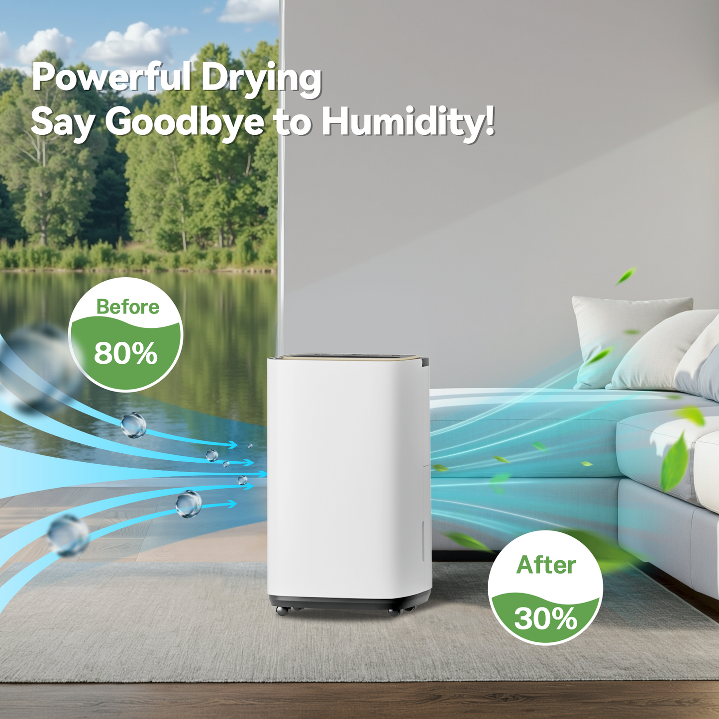 5000 Sq.Ft Dehumidifier, 50PT/24H Dehumidifiers with Hose for Home, Large Electric Dehumidifier for Bedroom Office, Basement, Laundry, Dehu/Dry/Air Mode, Humidity Display, Timer, Drainage Hose