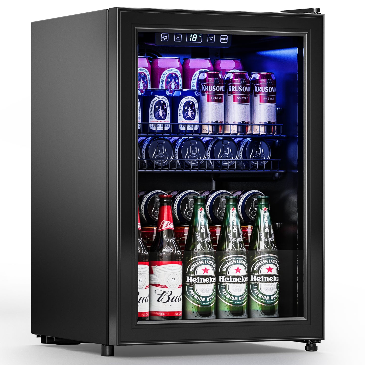 Manastin 100 Can Beverage Refrigerator Cooler 2.47 Cu.ft Mini Fridge with Glass Door & Adjustable Shelves, Perfect for Home, Office or Bar