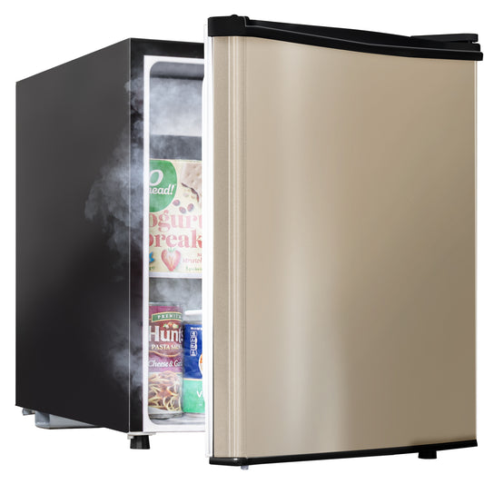 1.7 Cubic Ft. Compact Refrigerator Energy Saving Single Door Mini Fridge with Freezer,Adjustable Thermostat,Bedroom,Office, Dorm.(Gold)