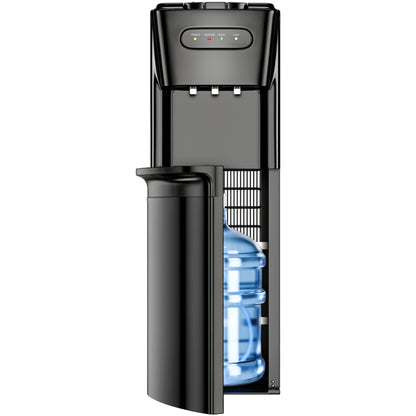 Bottom Loading Water Cooler Dispenser for3 or 5 Gallon Bottles，3 Temperatures with Hot, Room & Cold Spouts, Empty Bottle Indicator, Child Safety Lock, Ideal for Home, Office, Living Room Inky Black