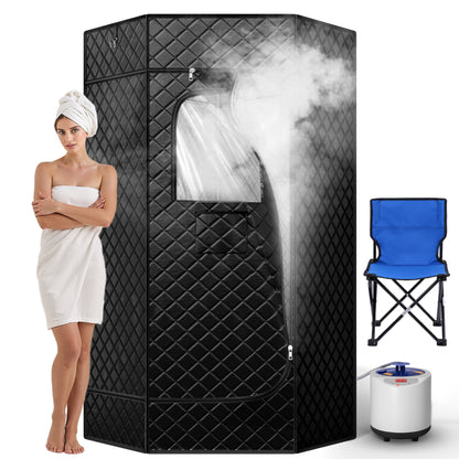 Full Body Portable Steam Sauna, Pentagonal Sauna Tent with Folding Chair, Remote Control, Home Sauna Tent for Gym, Yoga Studio