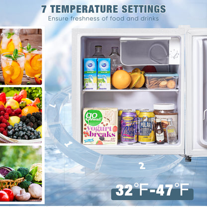 1.7 Cubic Ft. Compact Refrigerator Energy Saving Single Door Mini Fridge with Freezer,Adjustable Thermostat,Bedroom,Office, Dorm.(White)