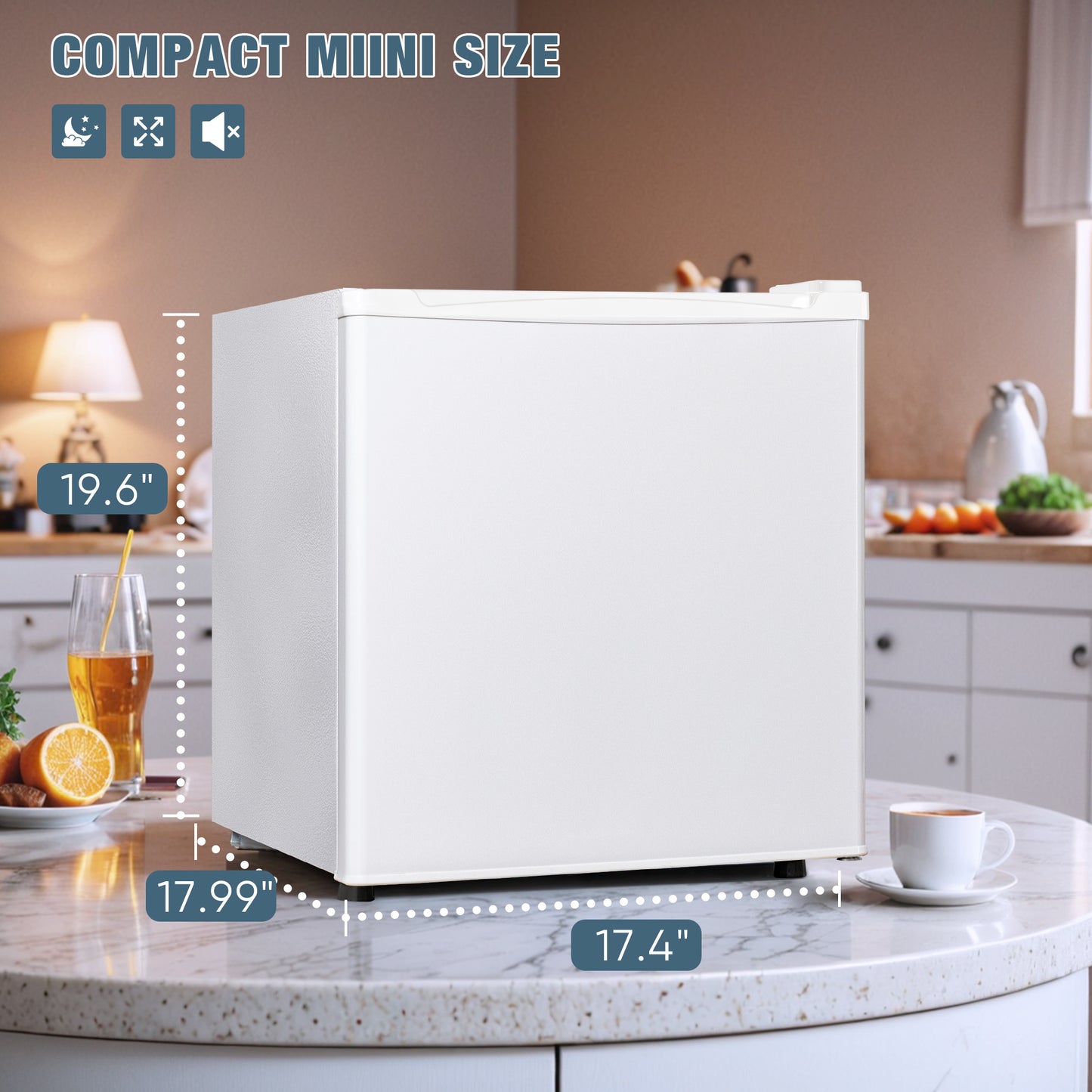 1.7 Cubic Ft. Compact Refrigerator Energy Saving Single Door Mini Fridge with Freezer,Adjustable Thermostat,Bedroom,Office, Dorm.(White)