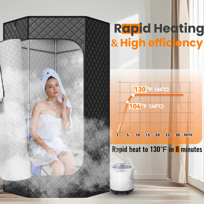 Full Body Portable Steam Sauna, Pentagonal Sauna Tent with Folding Chair, Remote Control, Home Sauna Tent for Gym, Yoga Studio