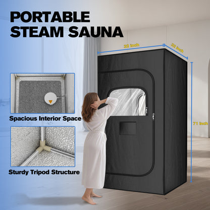 Portable Sauna Box for Home, Personal Steam Nurecover Saunas Heater at Home Use, 3L 1200W Steamer, Indoor Foldable Sauna Tent, Dry Sauna SPA Full Body, 2.7’ x 2.7’ x 5.9’(Oxford Cloth Black)