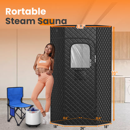 Full Body Portable Steam Sauna, Pentagonal Sauna Tent with Folding Chair, Remote Control, Home Sauna Tent for Gym, Yoga Studio