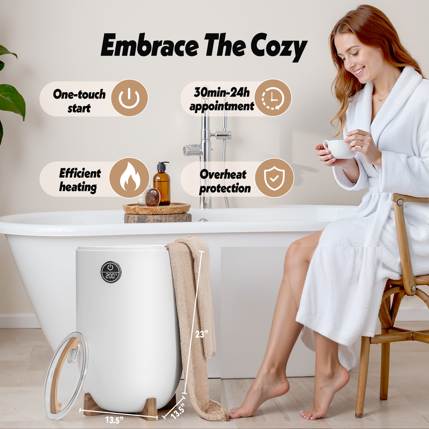 Bathroom Towel Warmer, 23L Large Towel Warmer Features Led Display with Easy Temp and Time Control, Auto Shut Off, Evenly Heated Hot Towel Warmer for Oversized Towels, Bathrobes, Blankets