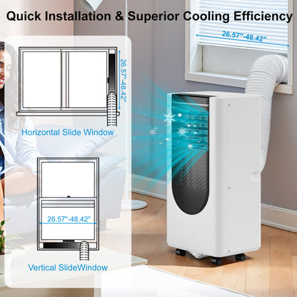 Manastin 8000 BTU Portable Air Conditioner, 3-in-1 AC Unit with Cooling, Dehumidifier & Fan Modes, Covers Up to 350 Sq. Ft, Quiet Operation, Remote Control, 24H Timer, and Window Installation Kit