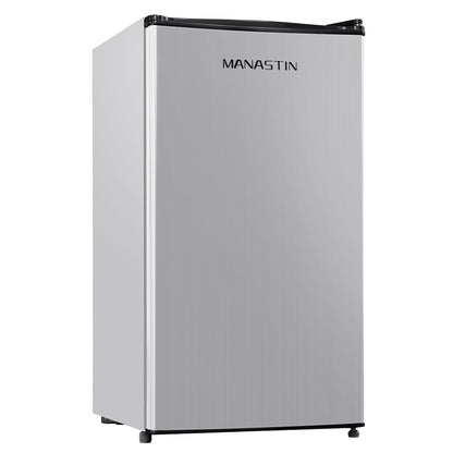 Manastin 3.2 cu.ft Mini Fridge Energy Saving Compact Refrigerator with Reversible Door, Silver