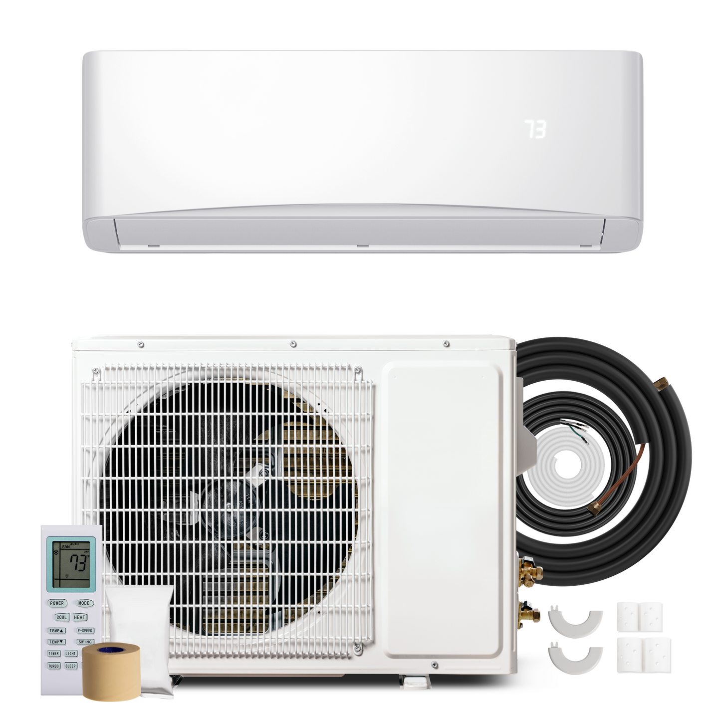 12000BTU Mini Split Air Conditioner& Heater with Inverter, Energy Efficient Inverter AC with Heat Pump, Complete Installation Kit,17 SEER2 115V AC Unit Cools Rooms up to 750 Sq. Ft,  White