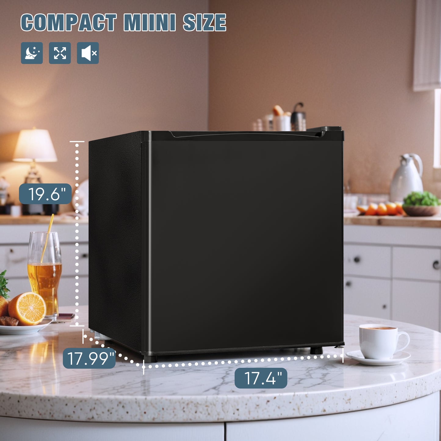 1.7 Cubic Ft. Compact Refrigerator Energy Saving Single Door Mini Fridge with Freezer,Adjustable Thermostat,Bedroom,Office, Dorm.(Black)