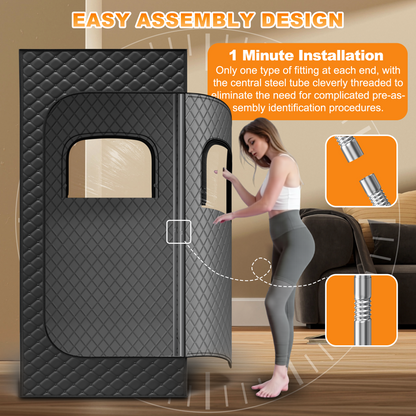 Sauna, Portable Sauna for Home, Sauna Box, Full Size Steam Sauna Tent with 3L 1200W Large Capacity Steamer and Remote Control, Ideal for Spa, Indoor, Outdoor (Satin Cotton, Black)