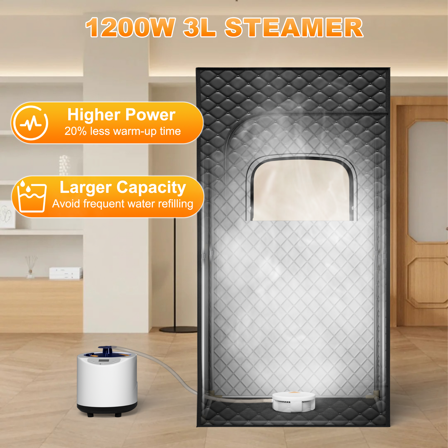 Sauna, Portable Sauna for Home, Sauna Box, Full Size Steam Sauna Tent with 3L 1200W Large Capacity Steamer and Remote Control, Ideal for Spa, Indoor, Outdoor (Satin Cotton, Black)