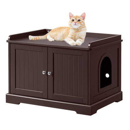 Bigrab Cat Litter Box Enclosure Hidden Cat Washroom with Divider, Wooden Pet House End Table with Capacious Door, Easy Assembly & Spacious Storage, Fit Most of Litter Box and Cat, Brown